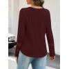MEROKEETY Womens Long Sleeve Tops 2025 Trendy Fall Winter V Neck Ribbed Sweaters Casual Shirts Blouses(Wine)