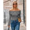 MEROKEETY Women’s Off Shoulder Sweater 2025 Fall Cute Bell Long Sleeve Ribbed Knit Winter Pullover Knit Outfits(Gray)