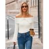 MEROKEETY Women’s Off Shoulder Sweater 2025 Fall Cute Bell Long Sleeve Ribbed Knit Winter Pullover Knit Outfits(White)