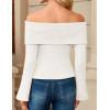 MEROKEETY Women’s Off Shoulder Sweater 2025 Fall Cute Bell Long Sleeve Ribbed Knit Winter Pullover Knit Outfits(White)