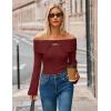 MEROKEETY Women’s Off Shoulder Sweater 2025 Fall Cute Bell Long Sleeve Ribbed Knit Winter Pullover Knit Outfits(Wine)