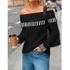 MEROKEETY Women’s Off Shoulder Sweater 2025 Fall Winter Fashion Oversized Ribbed Knit Striped Pullover Tops(Black)