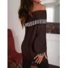 MEROKEETY Women’s Off Shoulder Sweater 2025 Fall Winter Fashion Oversized Ribbed Knit Striped Pullover Tops(Brown)