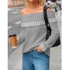 MEROKEETY Women’s Off Shoulder Sweater 2025 Fall Winter Fashion Oversized Ribbed Knit Striped Pullover Tops(Grey)
