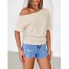 MEROKEETY Women’s Off The Shoulder Short Sleeve Tops 2026 Summer Casual Going Out Trendy Y2k T Shirts(Apricot)