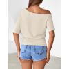 MEROKEETY Women’s Off The Shoulder Short Sleeve Tops 2026 Summer Casual Going Out Trendy Y2k T Shirts(Apricot)