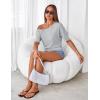 MEROKEETY Women’s Off The Shoulder Short Sleeve Tops 2026 Summer Casual Going Out Trendy Y2k T Shirts(Grey)