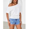 MEROKEETY Women’s Off The Shoulder Short Sleeve Tops 2026 Summer Casual Going Out Trendy Y2k T Shirts(White)