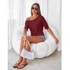 MEROKEETY Women’s Off The Shoulder Short Sleeve Tops 2026 Summer Casual Going Out Trendy Y2k T Shirts(Wine)