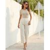 MEROKEETY Women’s Short Sleeve Crewneck Bodysuits Summer Ribbed Knit Tops Slim Fit Body Suit(Almond)