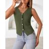 MEROKEETY Women’s Sleeveless Sweater Vest 2026 Spring Summer Knit Tank Top Casual V Neck Button Waistcoat Cardigan(Army Green)