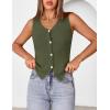 MEROKEETY Women’s Sleeveless Sweater Vest 2026 Spring Summer Knit Tank Top Casual V Neck Button Waistcoat Cardigan(Army Green)