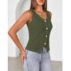 MEROKEETY Women’s Sleeveless Sweater Vest 2026 Spring Summer Knit Tank Top Casual V Neck Button Waistcoat Cardigan(Army Green)