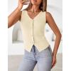 MEROKEETY Women’s Sleeveless Sweater Vest 2026 Spring Summer Knit Tank Top Casual V Neck Button Waistcoat Cardigan(Beige)