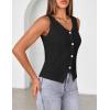 MEROKEETY Women’s Sleeveless Sweater Vest 2026 Spring Summer Knit Tank Top Casual V Neck Button Waistcoat Cardigan(Black)