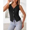 MEROKEETY Women’s Sleeveless Sweater Vest 2026 Spring Summer Knit Tank Top Casual V Neck Button Waistcoat Cardigan(Black)