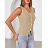MEROKEETY Women’s Sleeveless Sweater Vest 2026 Spring Summer Knit Tank Top Casual V Neck Button Waistcoat Cardigan(Khaki)
