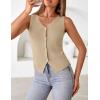 MEROKEETY Women’s Sleeveless Sweater Vest 2026 Spring Summer Knit Tank Top Casual V Neck Button Waistcoat Cardigan(Khaki)