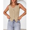 MEROKEETY Women’s Sleeveless Sweater Vest 2026 Spring Summer Knit Tank Top Casual V Neck Button Waistcoat Cardigan(Khaki)