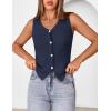 MEROKEETY Women’s Sleeveless Sweater Vest 2026 Spring Summer Knit Tank Top Casual V Neck Button Waistcoat Cardigan(Navy)