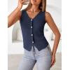 MEROKEETY Women’s Sleeveless Sweater Vest 2026 Spring Summer Knit Tank Top Casual V Neck Button Waistcoat Cardigan(Navy)