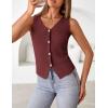 MEROKEETY Women’s Sleeveless Sweater Vest 2026 Spring Summer Knit Tank Top Casual V Neck Button Waistcoat Cardigan(Wine)