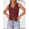 MEROKEETY Women’s Sleeveless Sweater Vest 2026 Spring Summer Knit Tank Top Casual V Neck Button Waistcoat Cardigan(Wine)
