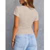 MEROKEETY Women’s Summer Asymmetrical Tops 2026 Short Sleeve Boat Neck Ruched Slim Going Out T-Shirts Trendy Y2K Clothes(Apricot)