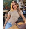 MEROKEETY Women’s Summer Asymmetrical Tops 2026 Short Sleeve Boat Neck Ruched Slim Going Out T-Shirts Trendy Y2K Clothes(Apricot)