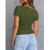 MEROKEETY Women’s Summer Asymmetrical Tops 2026 Short Sleeve Boat Neck Ruched Slim Going Out T-Shirts Trendy Y2K Clothes(Army)