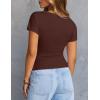 MEROKEETY Women’s Summer Asymmetrical Tops 2026 Short Sleeve Boat Neck Ruched Slim Going Out T-Shirts Trendy Y2K Clothes(Coffee)