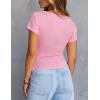 MEROKEETY Women’s Summer Asymmetrical Tops 2026 Short Sleeve Boat Neck Ruched Slim Going Out T-Shirts Trendy Y2K Clothes(Pink)