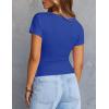 MEROKEETY Women’s Summer Asymmetrical Tops 2026 Short Sleeve Boat Neck Ruched Slim Going Out T-Shirts Trendy Y2K Clothes(Royal)