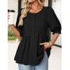 MEROKEETY Women’s Summer Babydoll Peplum Tops Blouse 2026 Puff Short Sleeve Crewneck Ruffle Casual Cute Shirts(Black)