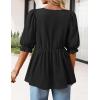 MEROKEETY Women’s Summer Babydoll Peplum Tops Blouse 2026 Puff Short Sleeve Crewneck Ruffle Casual Cute Shirts(Black)