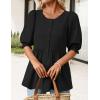 MEROKEETY Women’s Summer Babydoll Peplum Tops Blouse 2026 Puff Short Sleeve Crewneck Ruffle Casual Cute Shirts(Black)