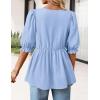 MEROKEETY Women’s Summer Babydoll Peplum Tops Blouse 2026 Puff Short Sleeve Crewneck Ruffle Casual Cute Shirts(Blue)