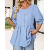 MEROKEETY Women’s Summer Babydoll Peplum Tops Blouse 2026 Puff Short Sleeve Crewneck Ruffle Casual Cute Shirts(Blue)