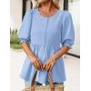 MEROKEETY Women’s Summer Babydoll Peplum Tops Blouse 2026 Puff Short Sleeve Crewneck Ruffle Casual Cute Shirts(Blue)