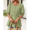 MEROKEETY Women’s Summer Babydoll Peplum Tops Blouse 2026 Puff Short Sleeve Crewneck Ruffle Casual Cute Shirts(Green)