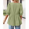 MEROKEETY Women’s Summer Babydoll Peplum Tops Blouse 2026 Puff Short Sleeve Crewneck Ruffle Casual Cute Shirts(Green)