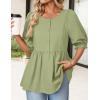 MEROKEETY Women’s Summer Babydoll Peplum Tops Blouse 2026 Puff Short Sleeve Crewneck Ruffle Casual Cute Shirts(Green)