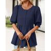 MEROKEETY Women’s Summer Babydoll Peplum Tops Blouse 2026 Puff Short Sleeve Crewneck Ruffle Casual Cute Shirts(Navy)