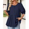 MEROKEETY Women’s Summer Babydoll Peplum Tops Blouse 2026 Puff Short Sleeve Crewneck Ruffle Casual Cute Shirts(Navy)