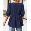MEROKEETY Women’s Summer Babydoll Peplum Tops Blouse 2026 Puff Short Sleeve Crewneck Ruffle Casual Cute Shirts(Navy)