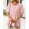 MEROKEETY Women’s Summer Babydoll Peplum Tops Blouse 2026 Puff Short Sleeve Crewneck Ruffle Casual Cute Shirts(Pink)