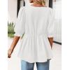 MEROKEETY Women’s Summer Babydoll Peplum Tops Blouse 2026 Puff Short Sleeve Crewneck Ruffle Casual Cute Shirts(White)