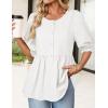 MEROKEETY Women’s Summer Babydoll Peplum Tops Blouse 2026 Puff Short Sleeve Crewneck Ruffle Casual Cute Shirts(White)