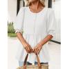 MEROKEETY Women’s Summer Babydoll Peplum Tops Blouse 2026 Puff Short Sleeve Crewneck Ruffle Casual Cute Shirts(White)