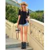 MEROKEETY Women’s Summer Peplum Tunic Blouse 2026 Babydoll Tops Ruffle Short Sleeve V Neck Casual Loose T Shirts(Black)